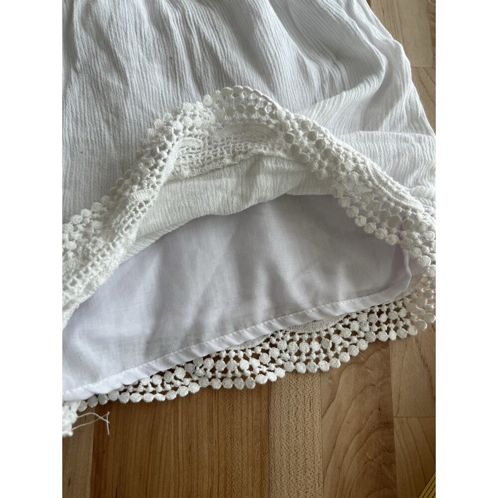 Women’s Casual Drawstring Shorts Lace Trim Lined Lightweight Beachy White M - Picture 3 of 10